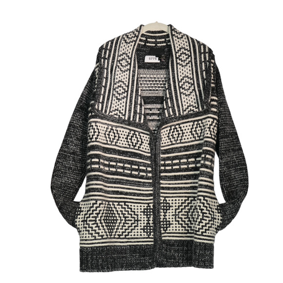 Intermix Cardigan Sweater Womens Small Gray Southwest Wool Mohair Blend Pockets - Picture 1 of 10